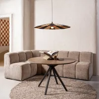 WOOOD Mojo eetbankje 164 cm met rugleuning ribstof donkerzand